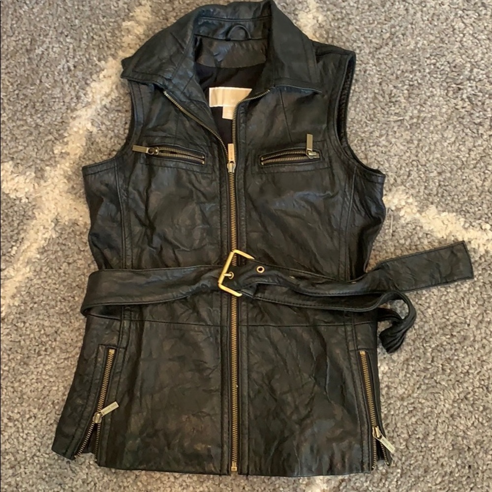 Black leather vest